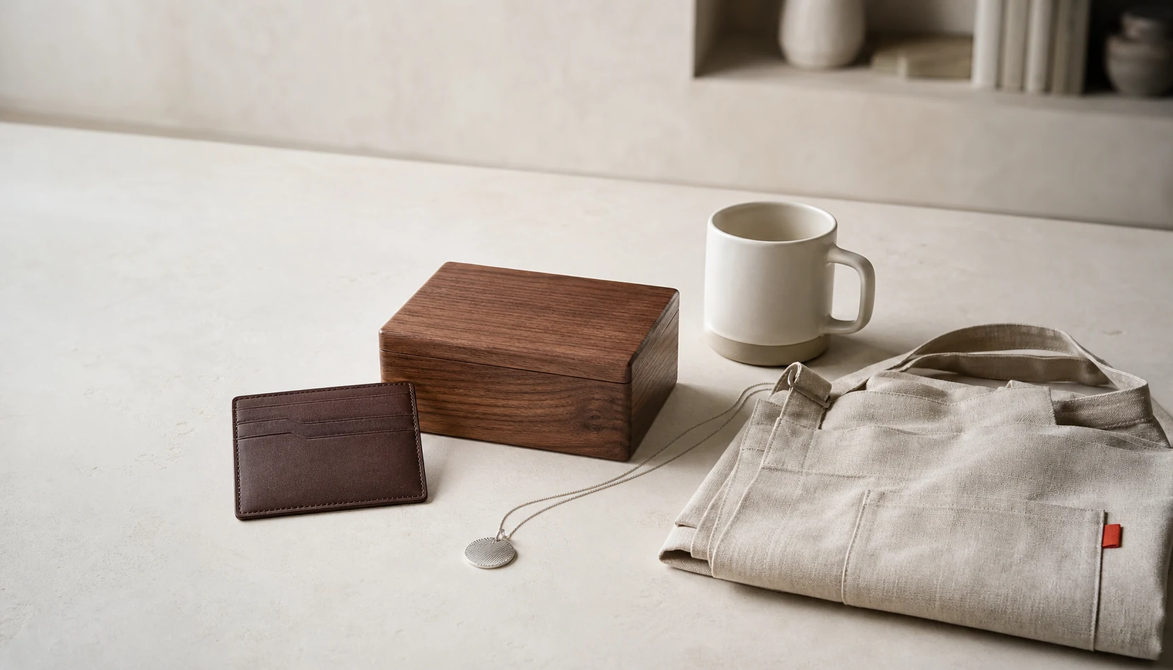 A broad seller-ready assortment with leather, wood, silver, ceramic, and textile products